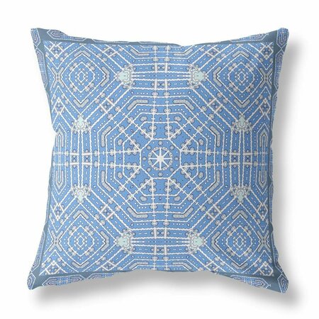 HOMEROOTS 16 in. Geostar Indoor & Outdoor Throw Pillow Blue & White 415042